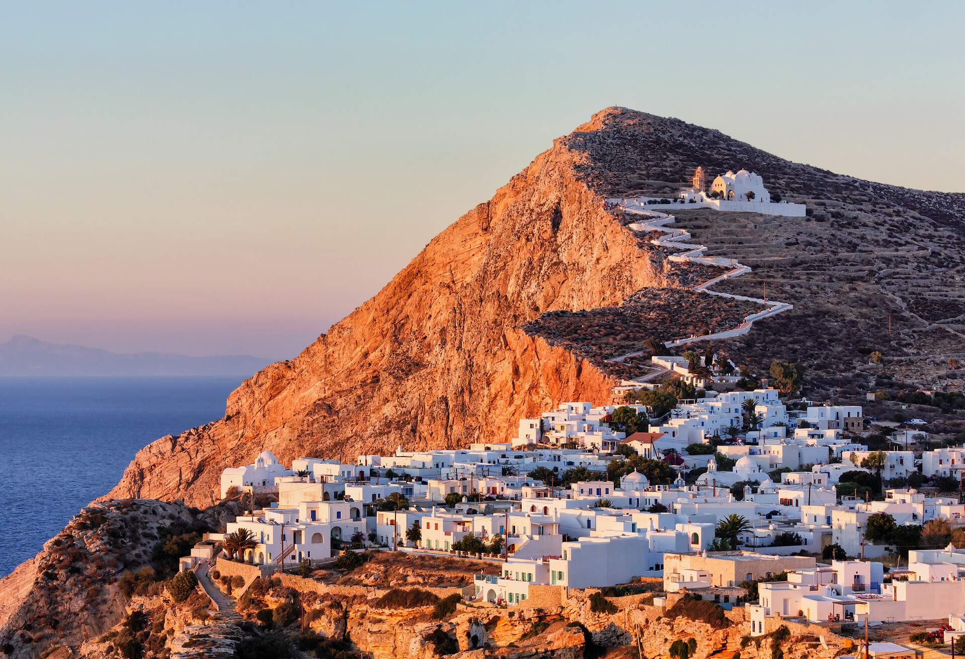 The town of the Greek island of Folegandros in the Aegean Sea