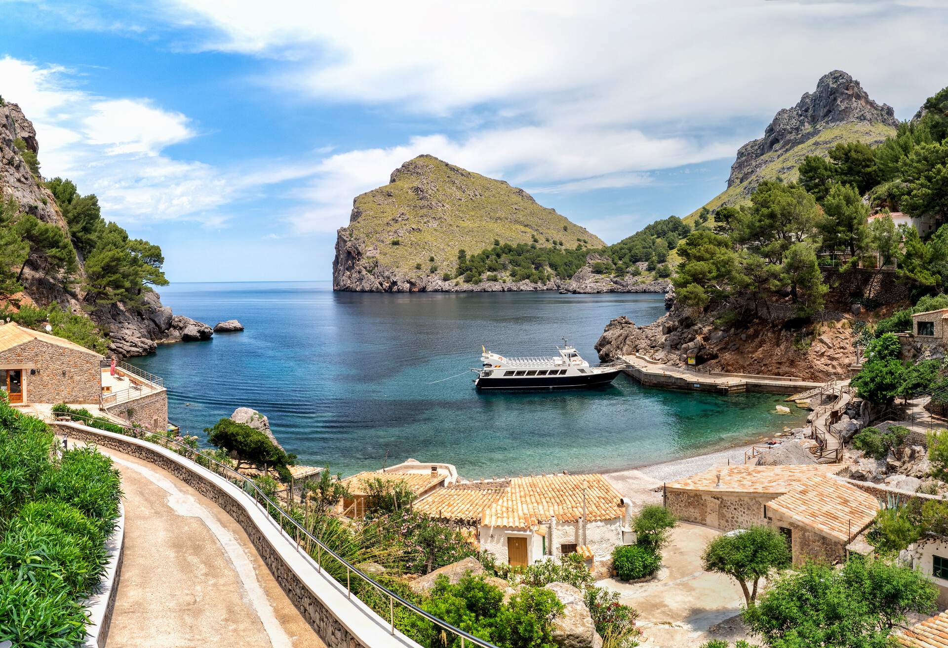 La Cala de Sa Calobra is located next to the Spanish town of Escorca, on the island of Majorca, Balearic Islands, Spain. Europe.