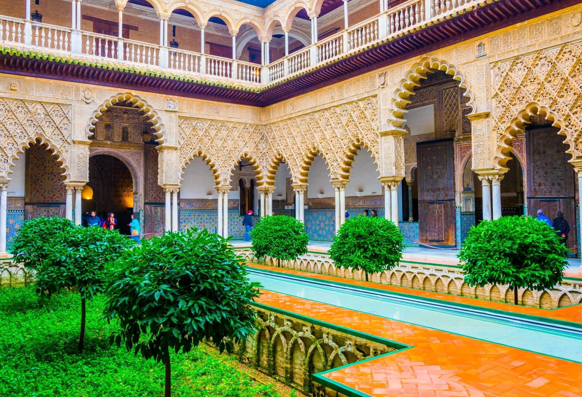 view of the courtyard of the maidens situated inside of the royal alcazar palace in the spanish city sevilla; Shutterstock ID 453669538; Brand (KAYAK, Momondo, Any): any
