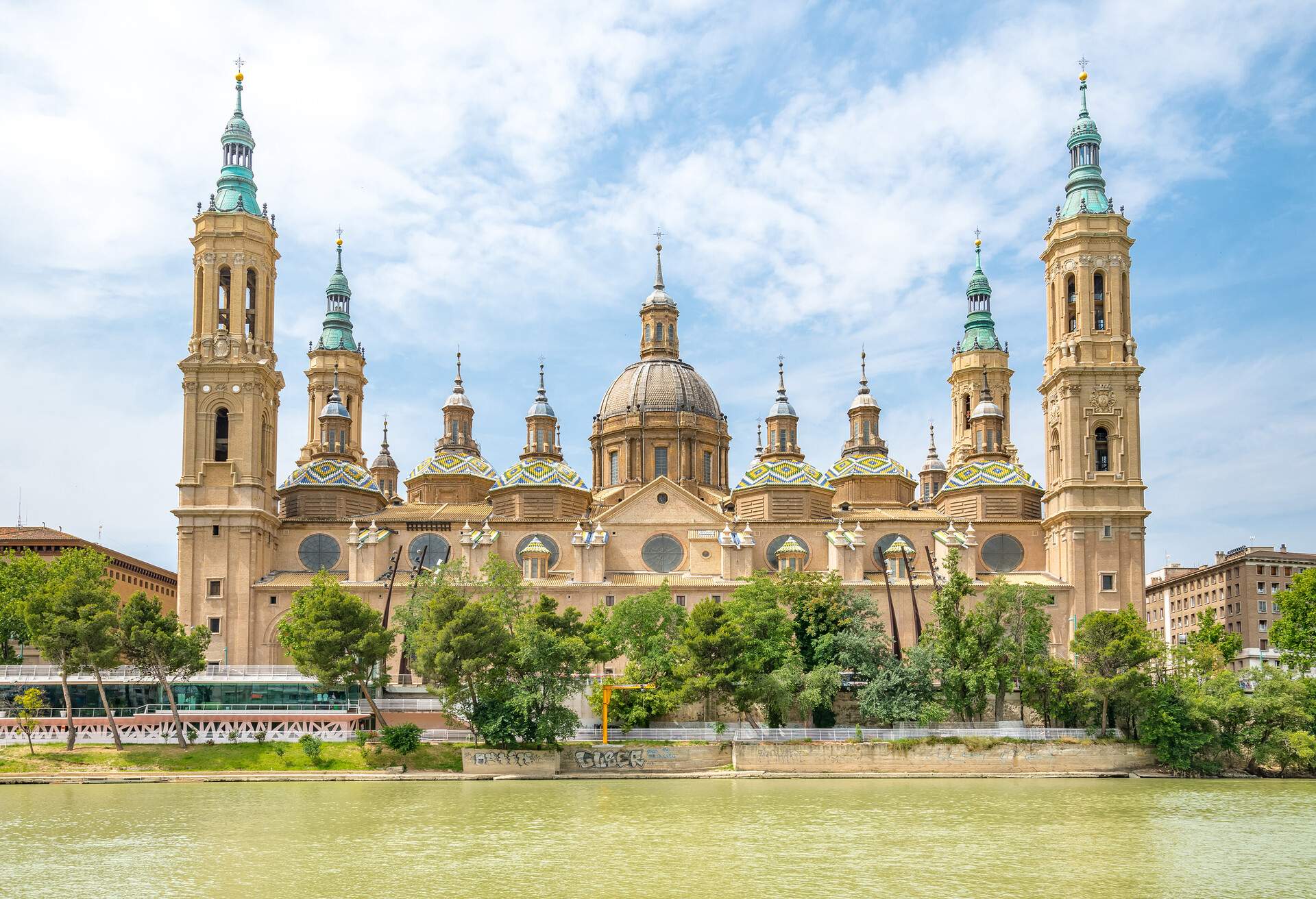 Our Lady of the Pillar Basilica with Ebro River Zaragoza, Spain ; Shutterstock ID 356471507