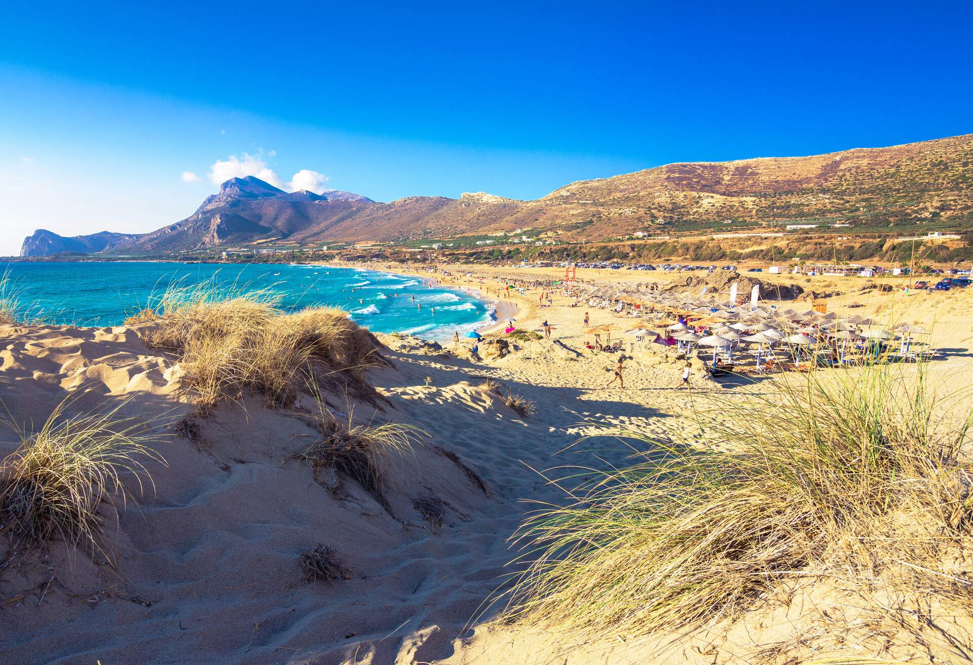 Famous sandy beach of Falasarna at the north west of Chania, Crete, Greece.