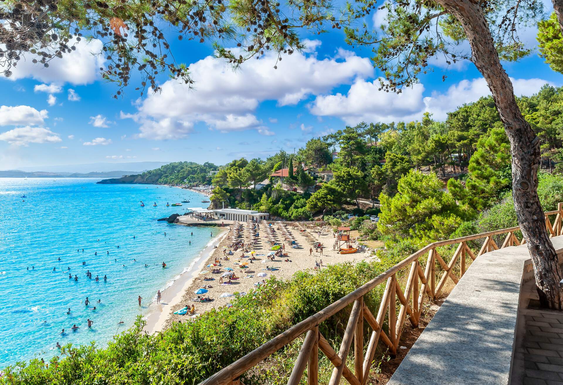 Landscape with Platis Gialos beach in Kefalonia, Ionian island, Greece
