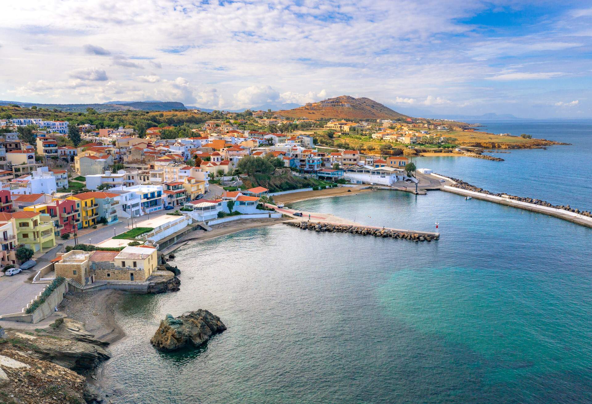 Traditional coastal village of Panormo, Rethimno, Crete, Greece.