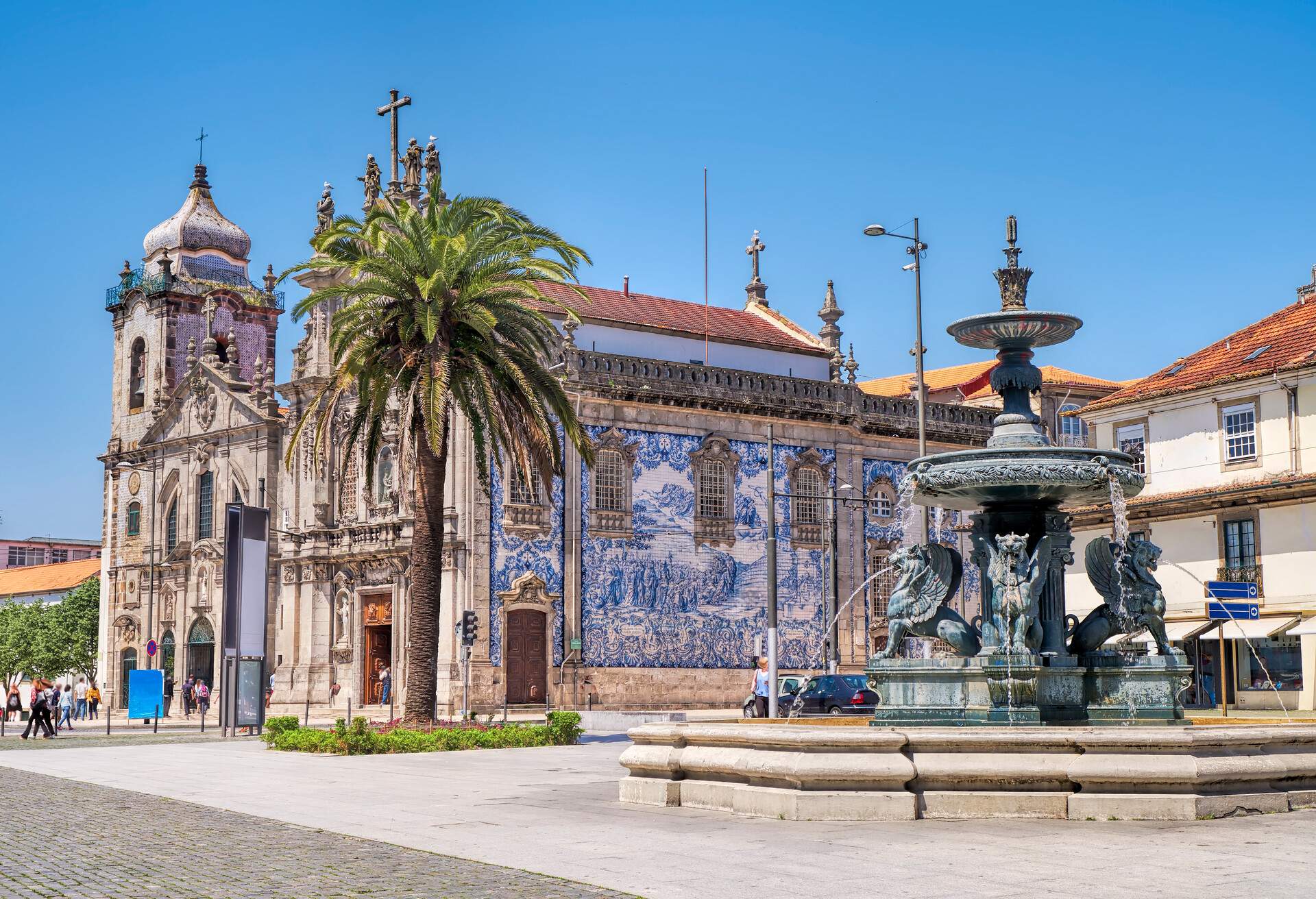 PORTO, PORTUGAL - APRIL 25, 2018: Carmelites church with Our Lady of Mount Carmel in the center of Porto, Portugal.