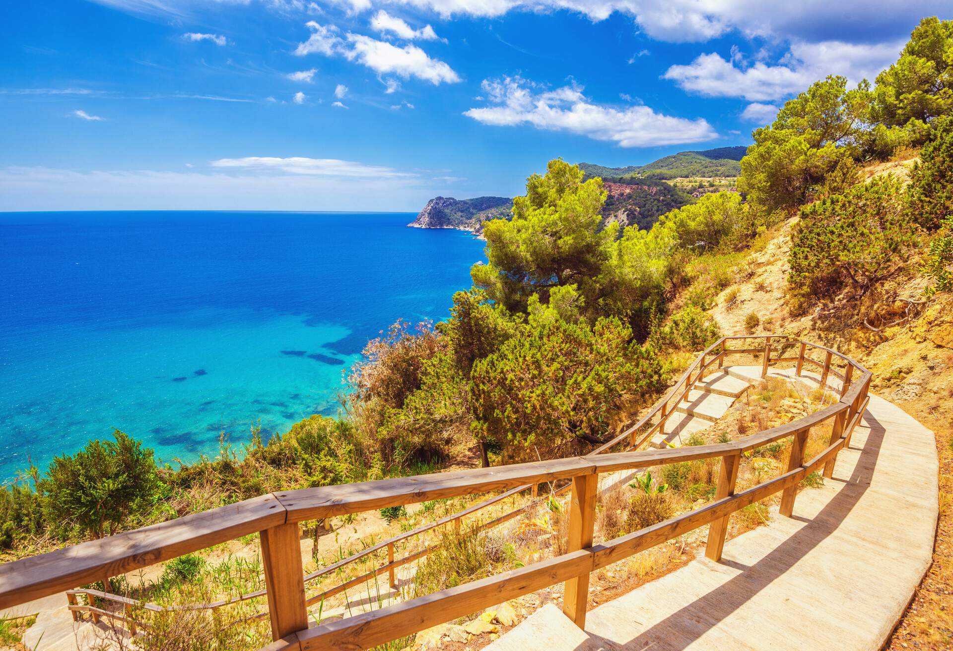 Walk down to the beautiful beach of Cala des Cubells overlooking the coastline.