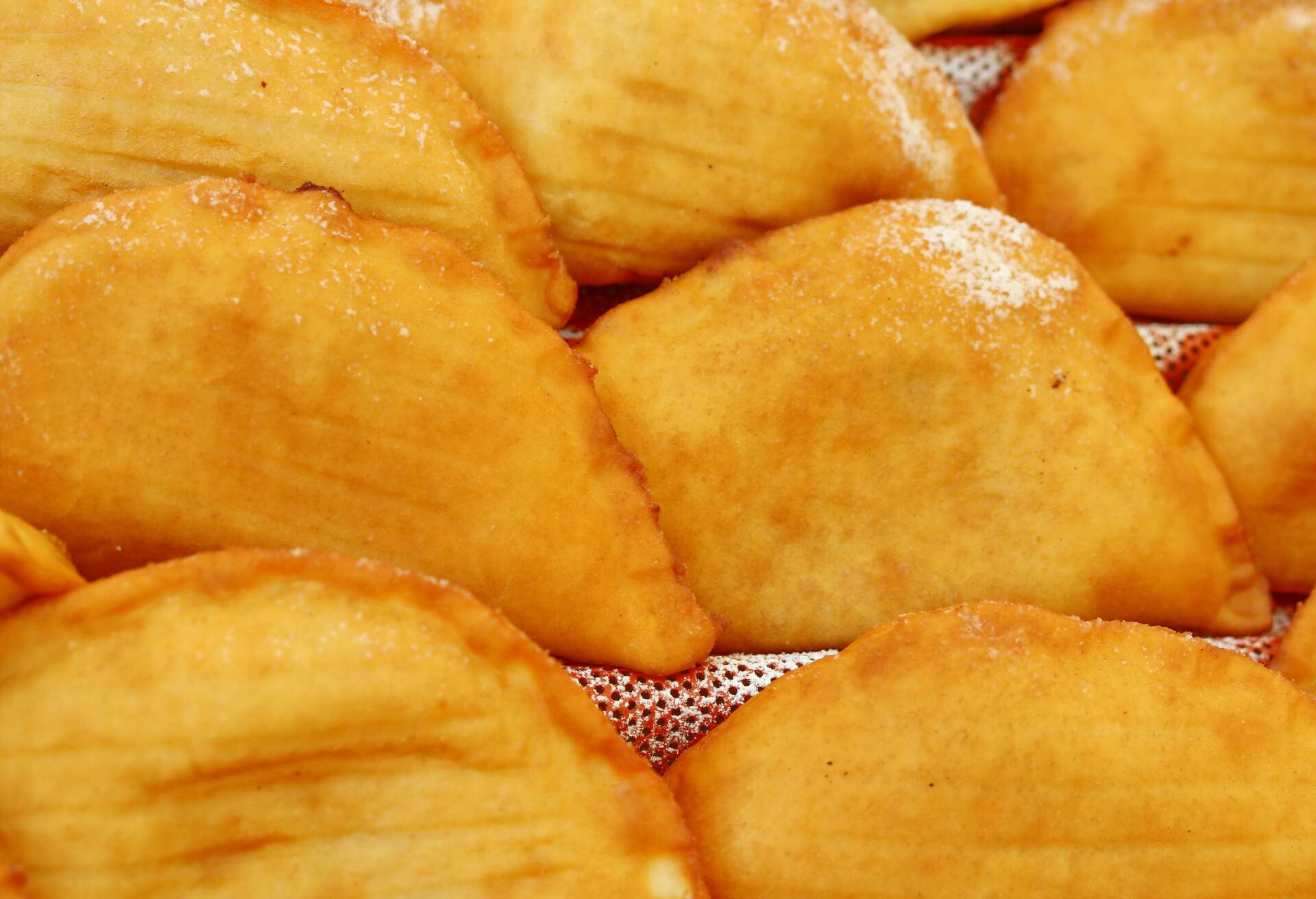 italian Fried panzerotti and bread sold at the market