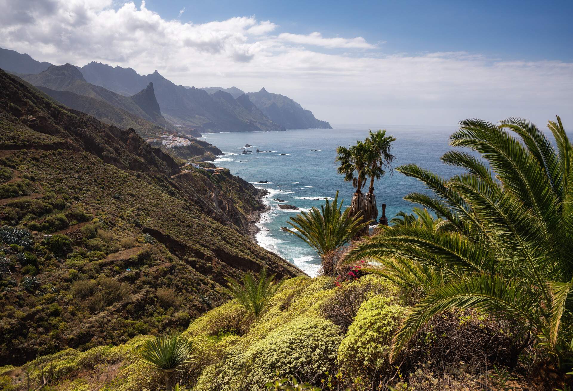 The northern coast at Benijo with its mountains and rocks in the northern part of Tenerife, Spain.