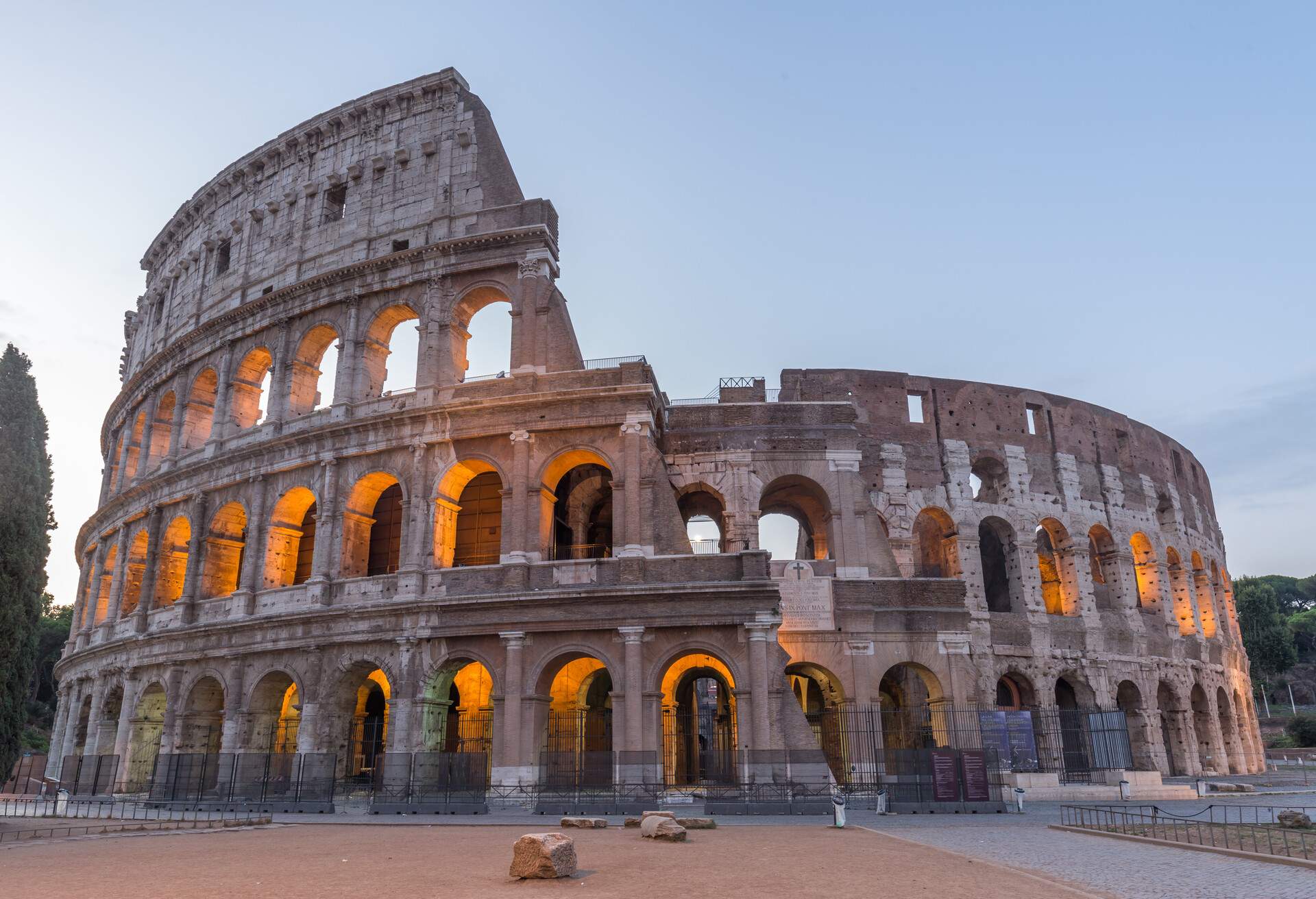 View of the Colosseum in Rome. 