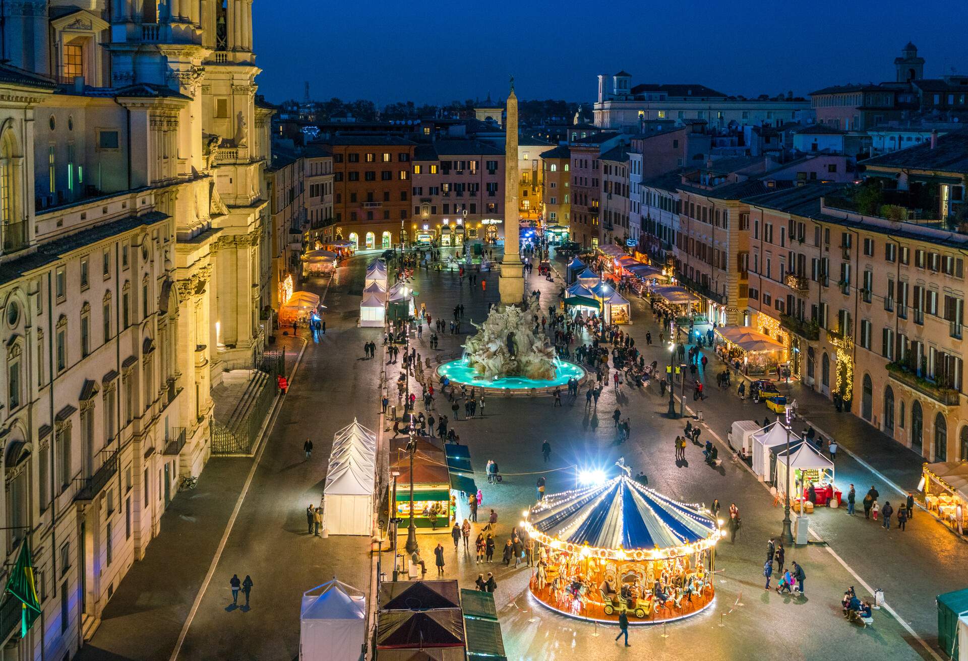 Piazza Navona in Rome during Christmas time. Italy.