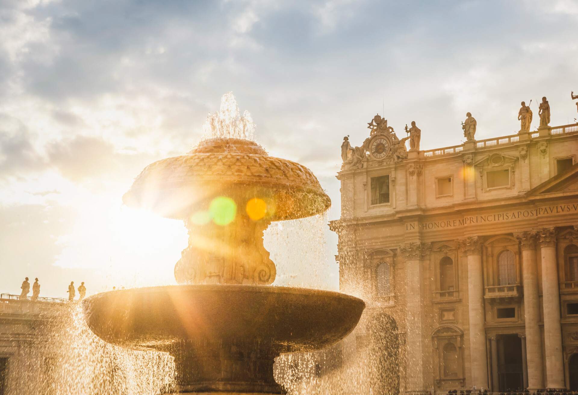 Fountain in St. Peter's square, Vatican City, Europe.