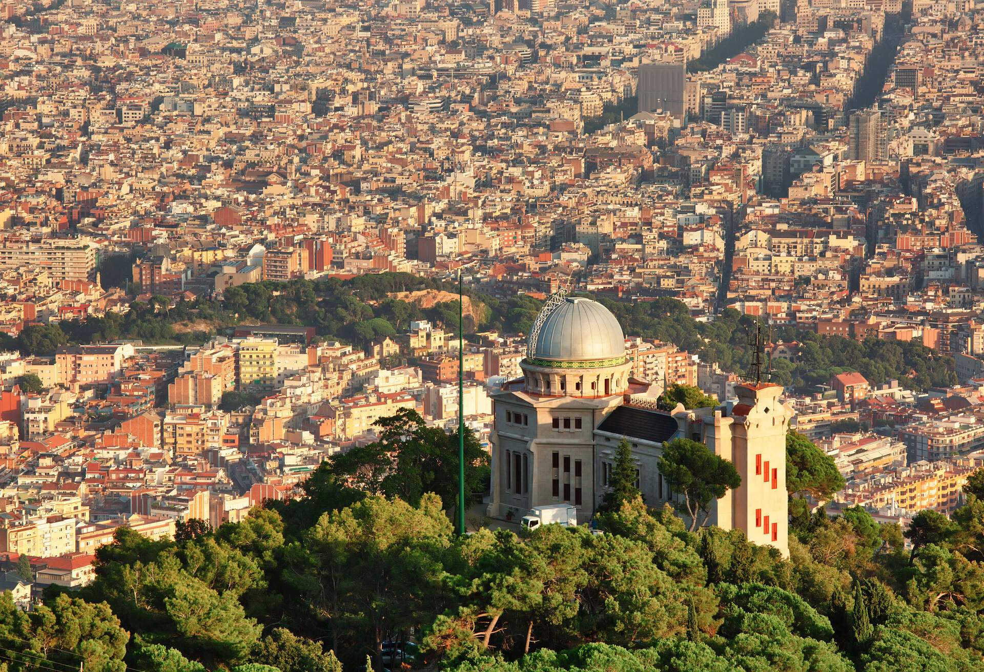 Aerial view to Barcelona with Fabra Observatory in the foreground; Shutterstock ID 1208889595