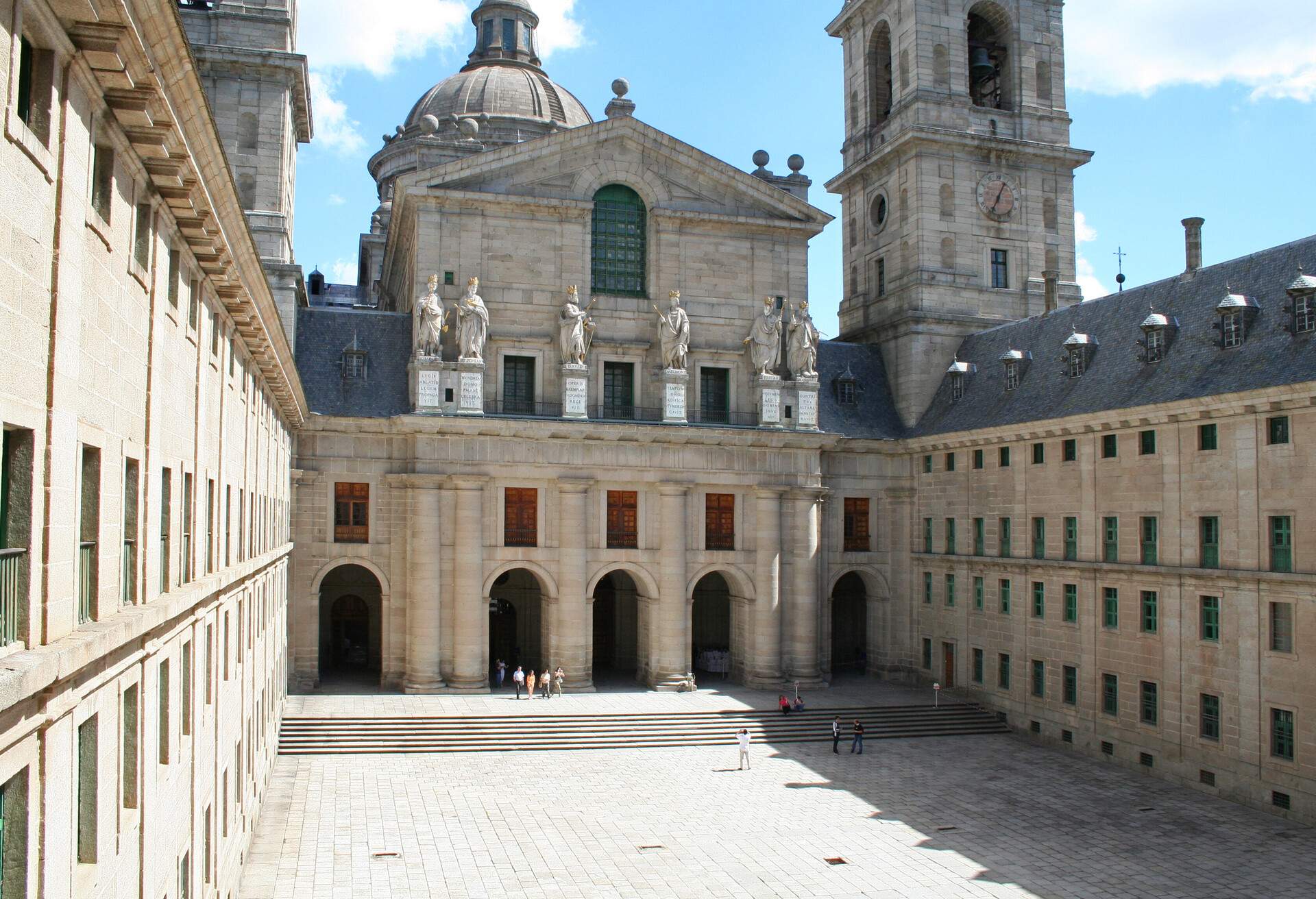 The Royal Monastery El Escorial, Spain. The Courtyard of the Kings from the windows of the Royal Library.