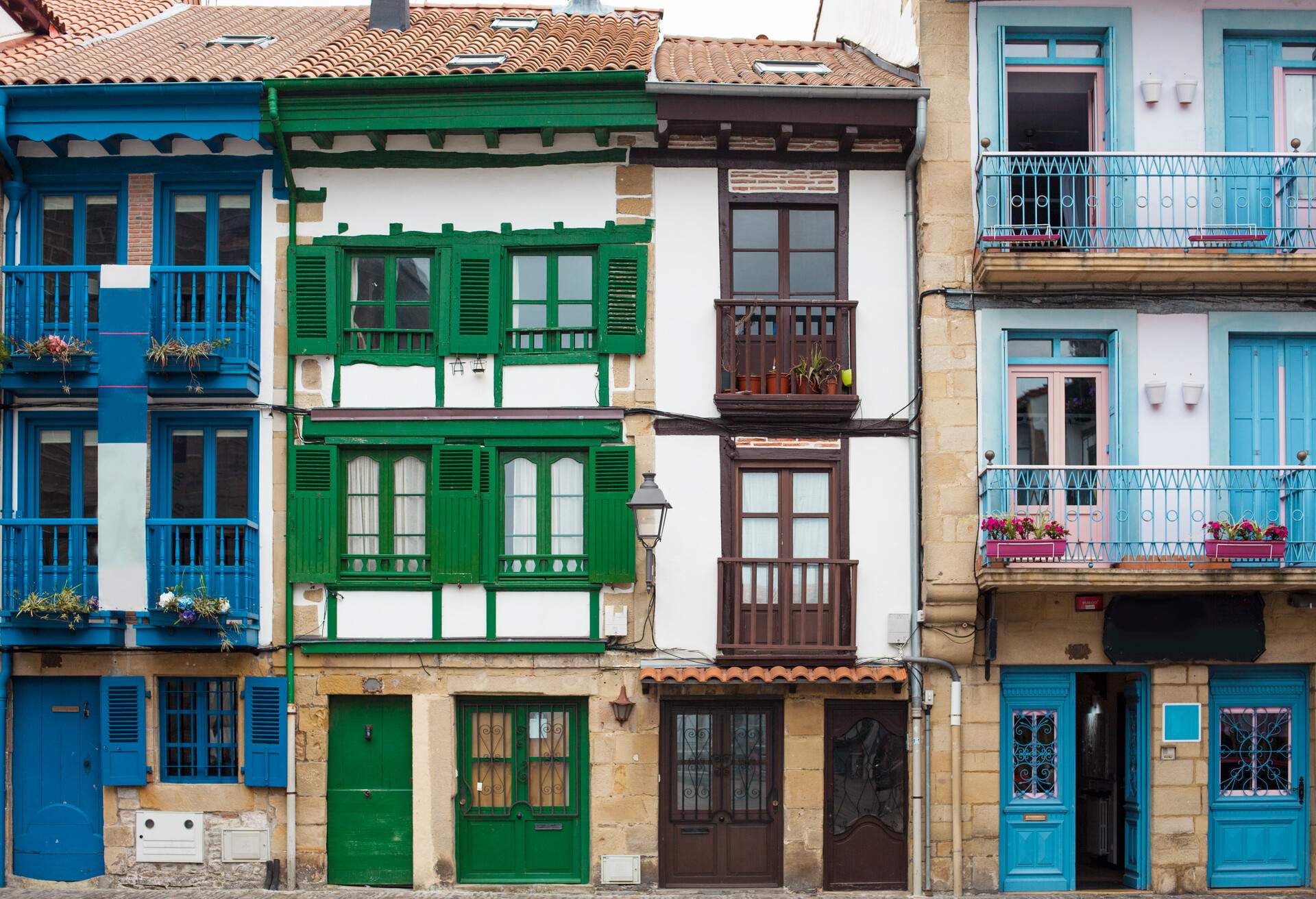 Typical houses in the municipality of Hondarribia .Typical houses in the municipality of Hondarribia in the Basque Country, Spain, is very close to San Sebastian and makes a natural border to Hendaye, France