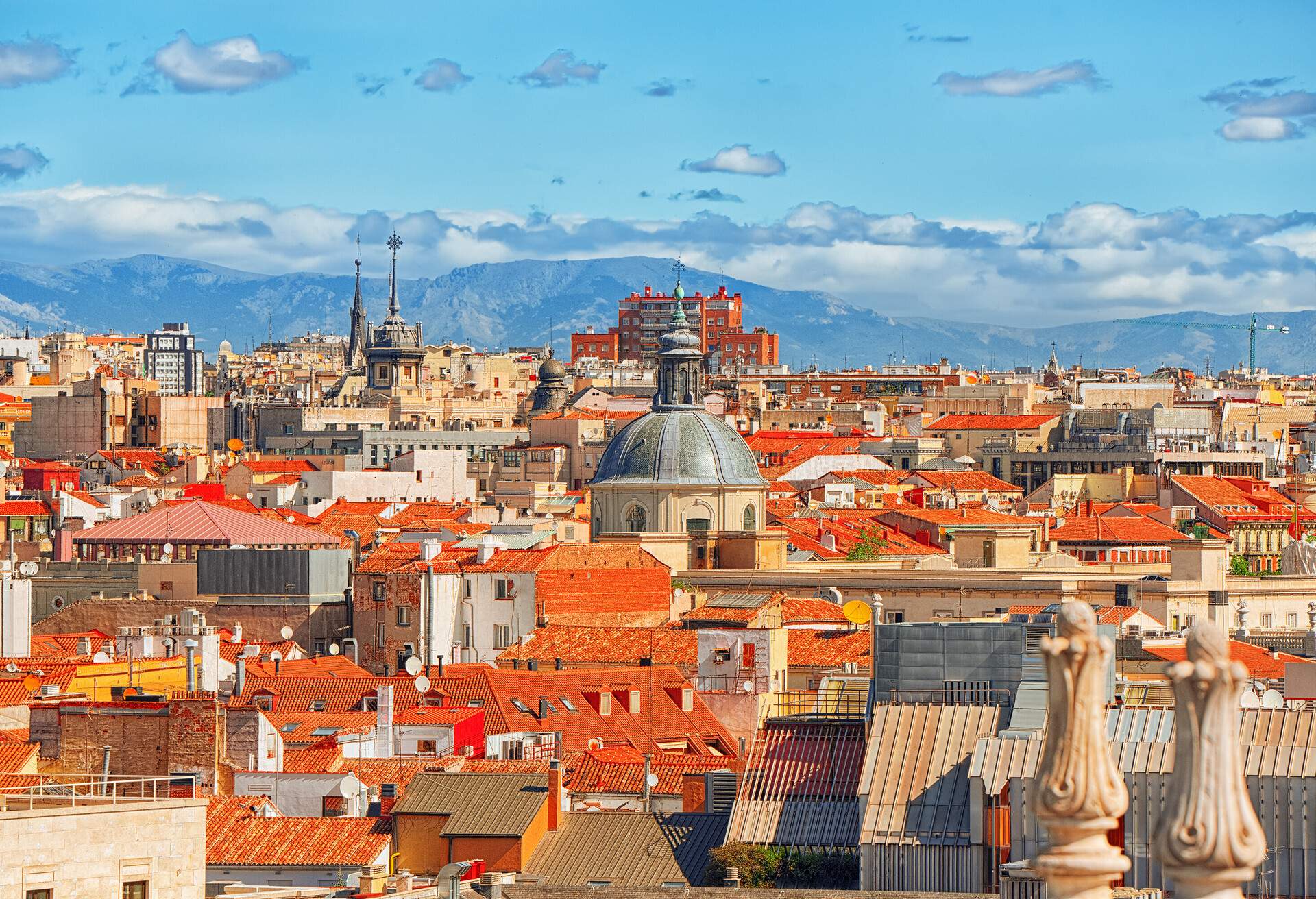 Panoramic view from above on the capital of Spain- the city of Madrid. One of the most beautiful cities in the world.