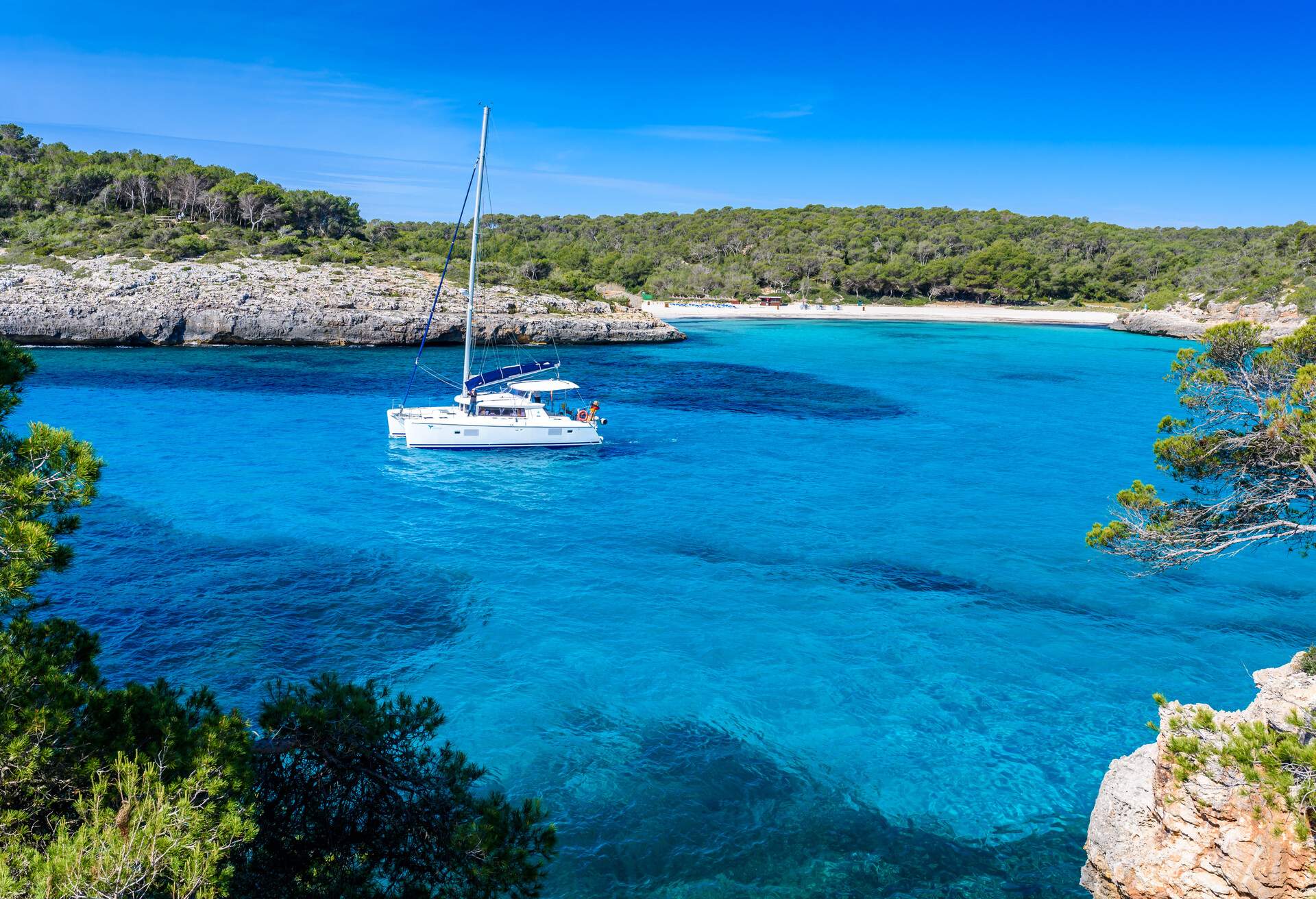 Beach of Cala S'Amarador at Mondrago - Natural Park on island Majorca Spain