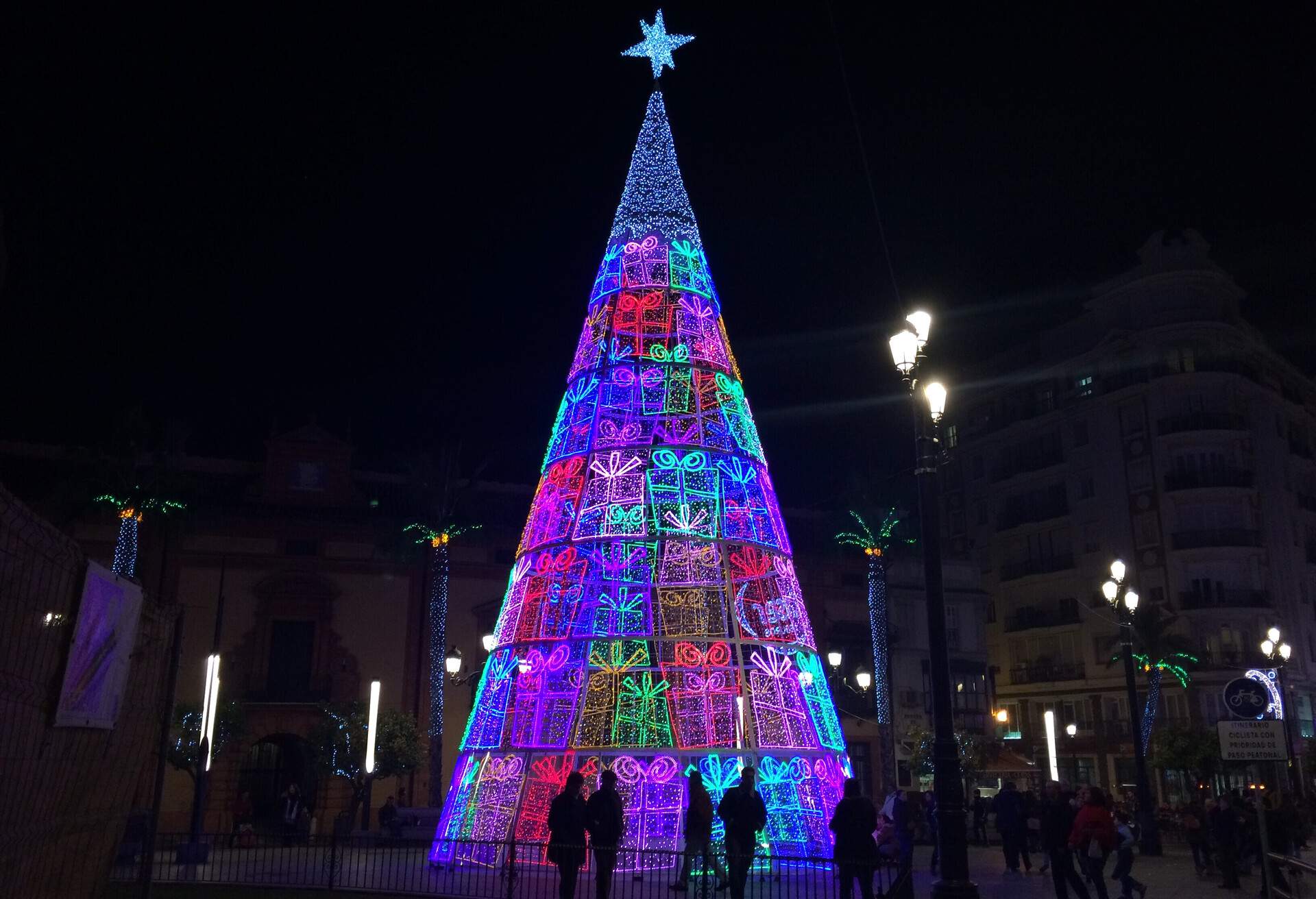 Christmas decoration - Christmas tree lights in Seville, Andalusia, Spain