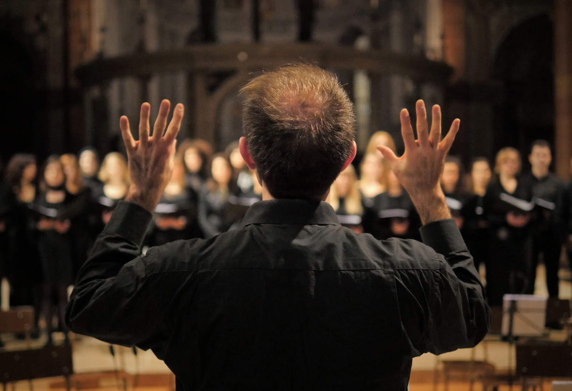 Musical rehearsals before the concert during the Christmas period. Life of musicians and classic holy music.