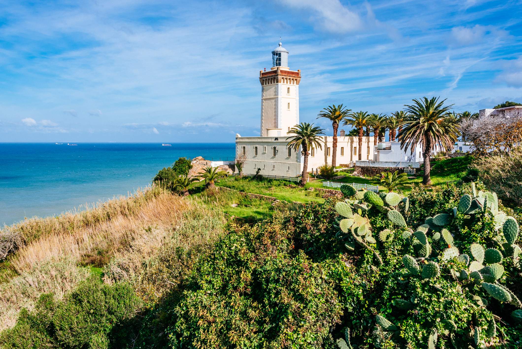 Cap spartel lies about 14km west from Tangier, with his lighthouse (Closed) it is a famous place where the mediterranean and atlantic sea join. It is the northwestern extremity of the African Atlantic coast.
