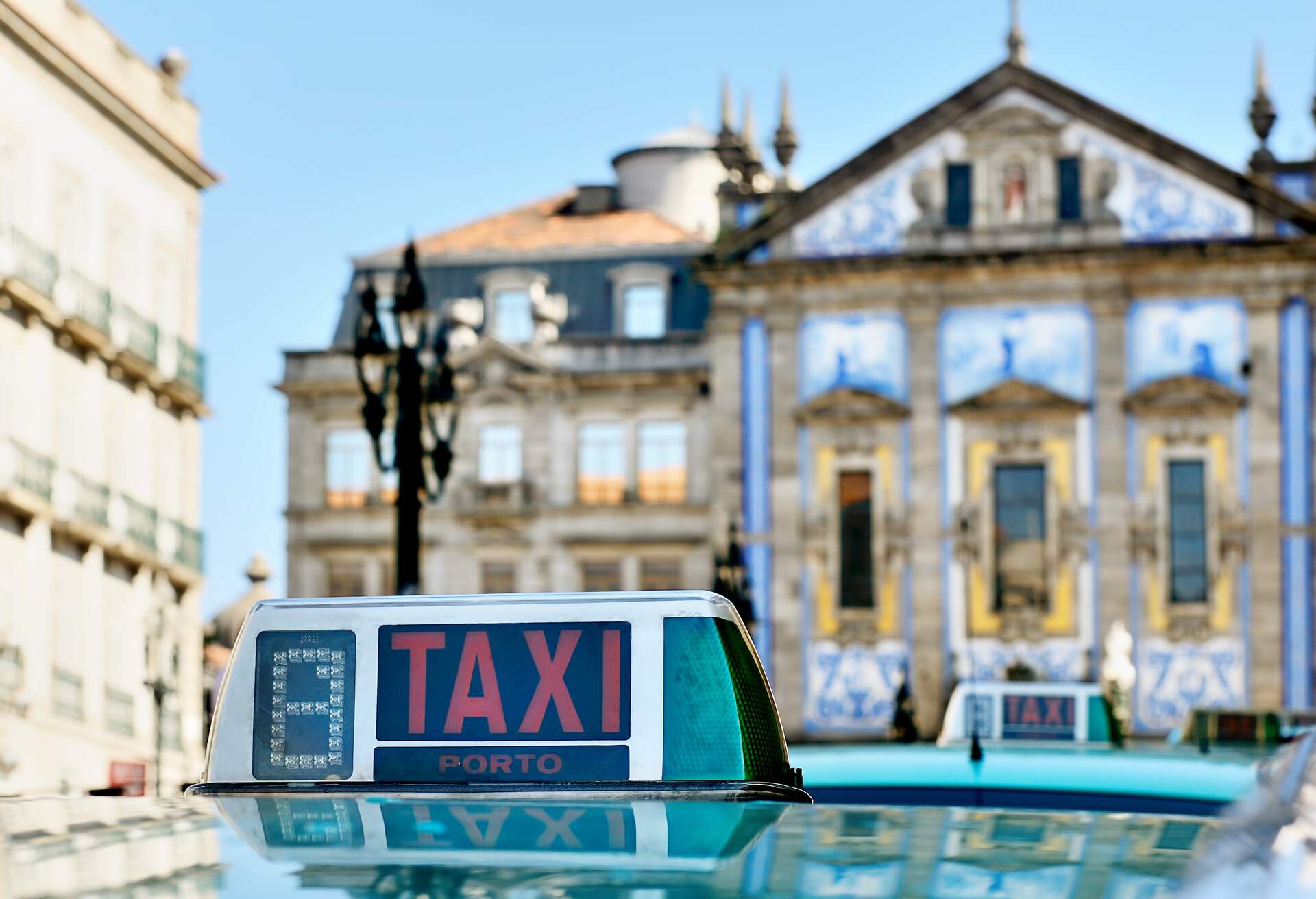 Porto taxi for hire in the centre of town in Porto