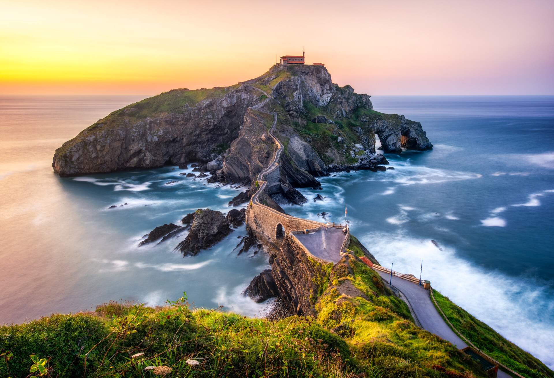 Long exposure in San Juan the Gaztelugatxe at sunset.