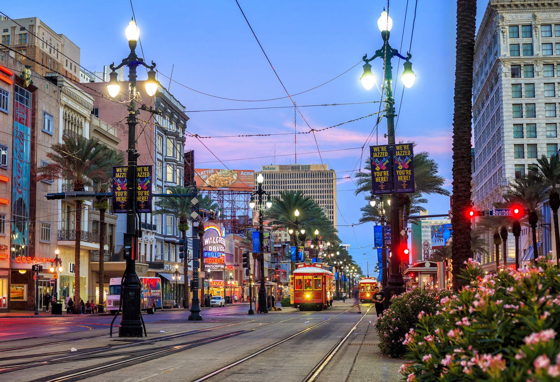 NEW ORLEANS, USA - AUGUST 22: New Orleans Streetcar Line at downtown New Orleans on August 22, 2015. The New Orleans Streetcar line began electric operation in 1893.