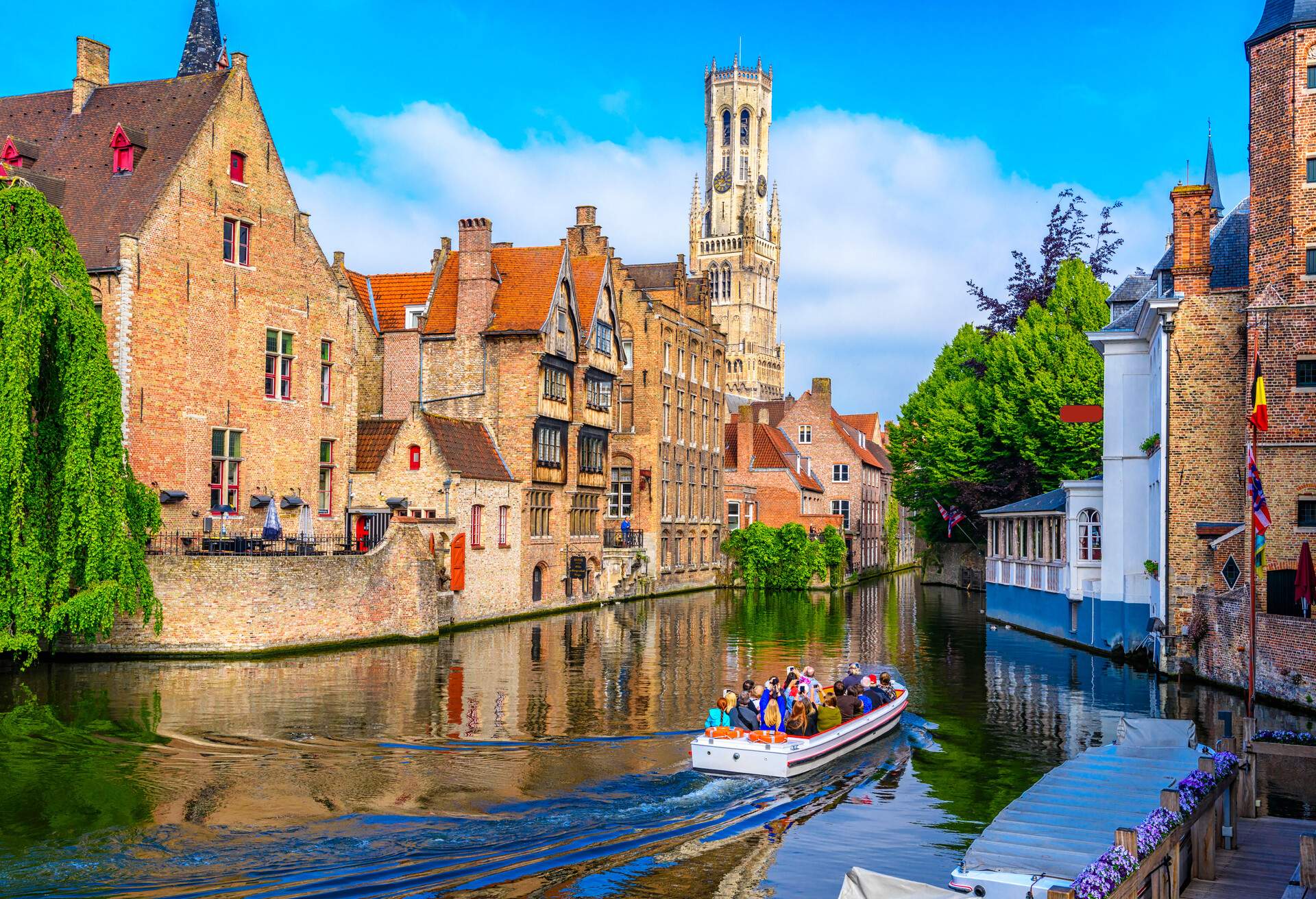 Classic view of the historic city center with canal in Brugge (Bruges), West Flanders province, Belgium. Cityscape of Bruges.; Shutterstock ID 1421308190