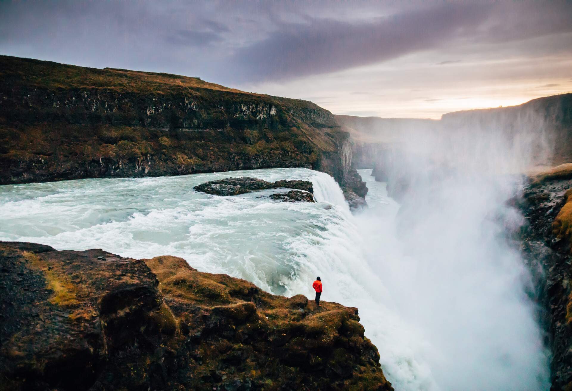 Beautiful view at Icelandic Gullfoss waterfall 