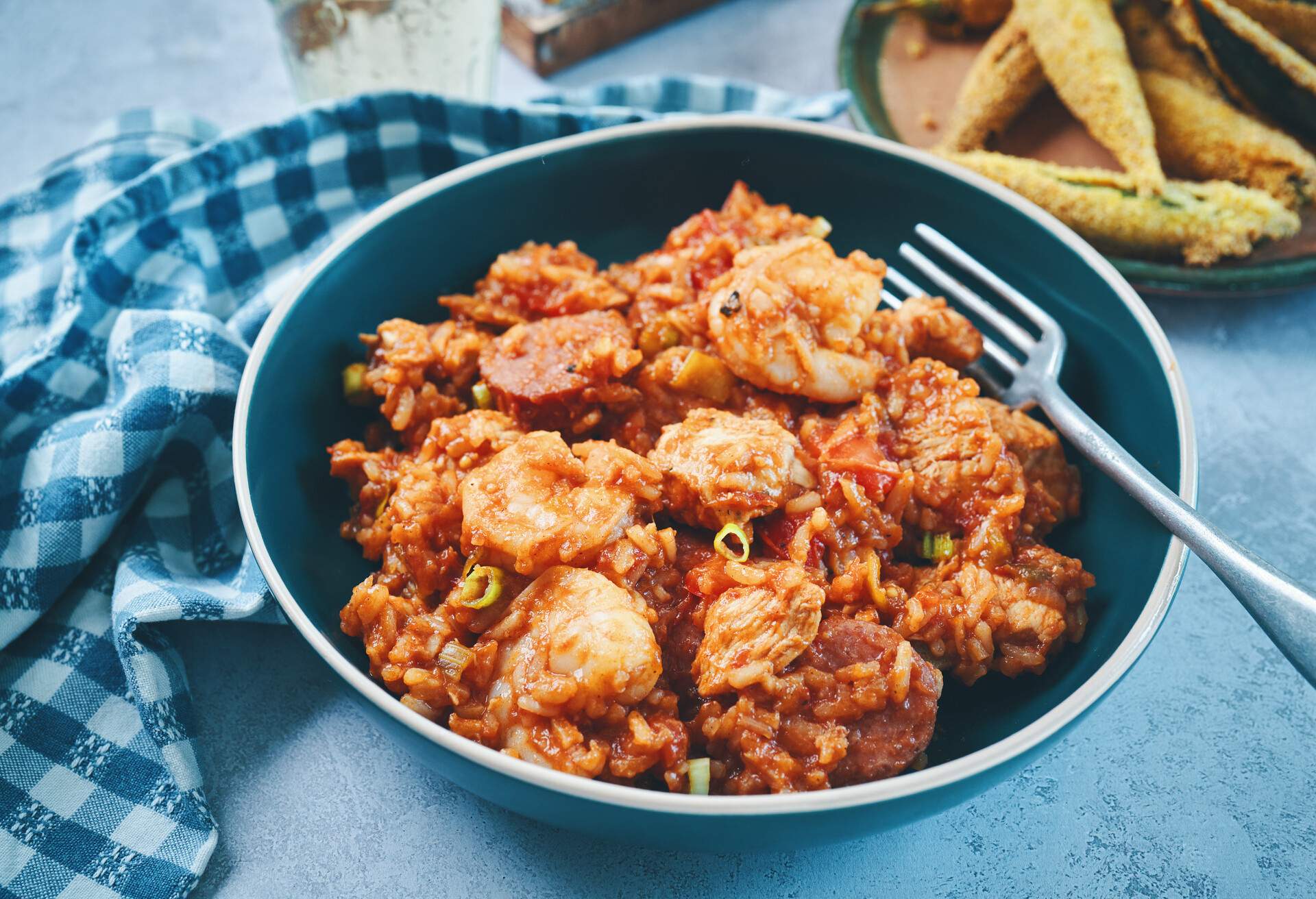 Cajun Style Chicken, Shrimp and Sausage Jambalaya