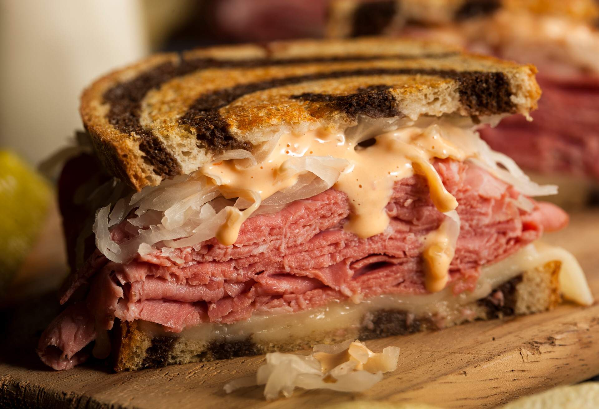 Homemade Reuben Sandwich with Corned Beef and Sauerkraut