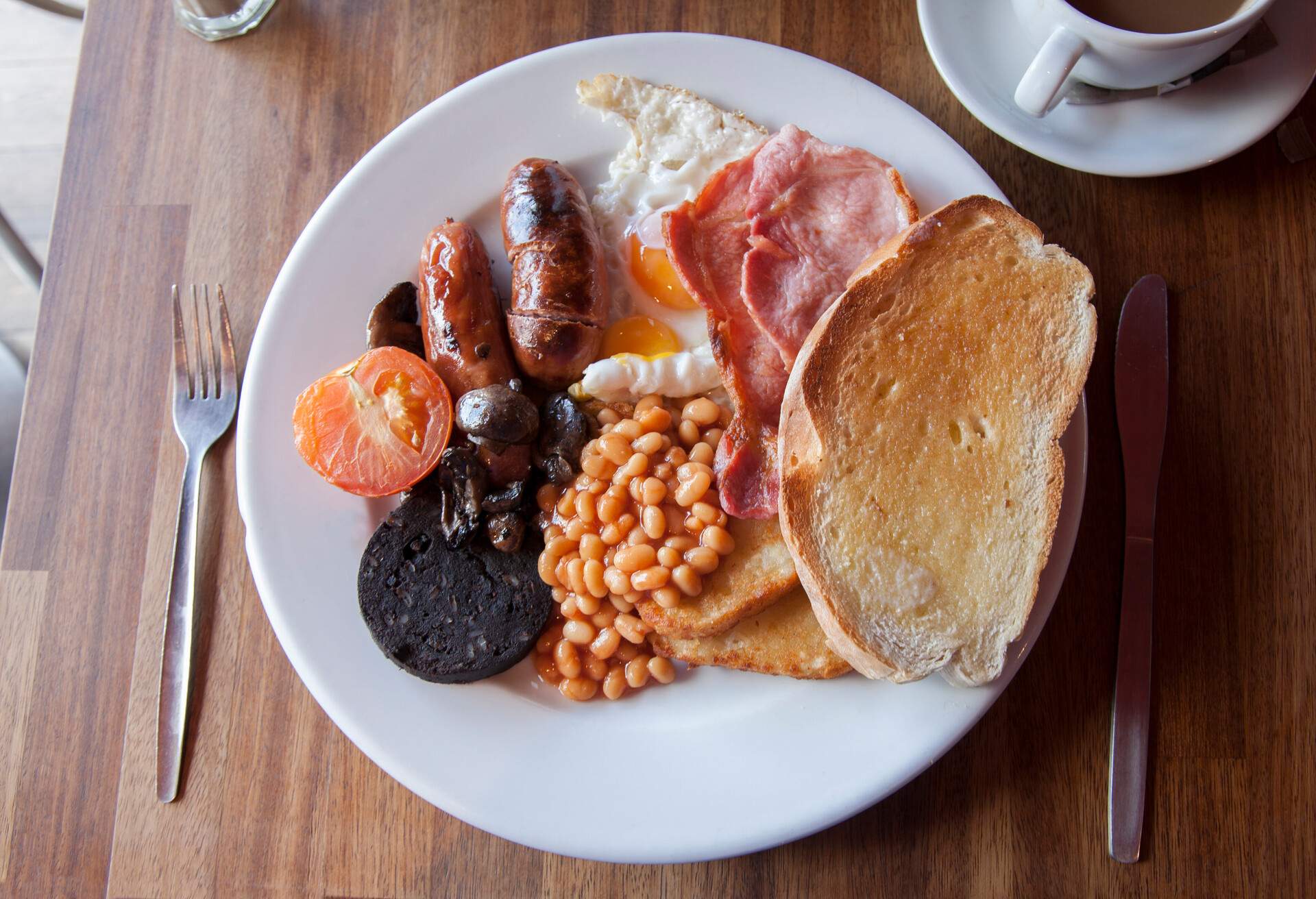 Typical English Breakfast Served with Tea