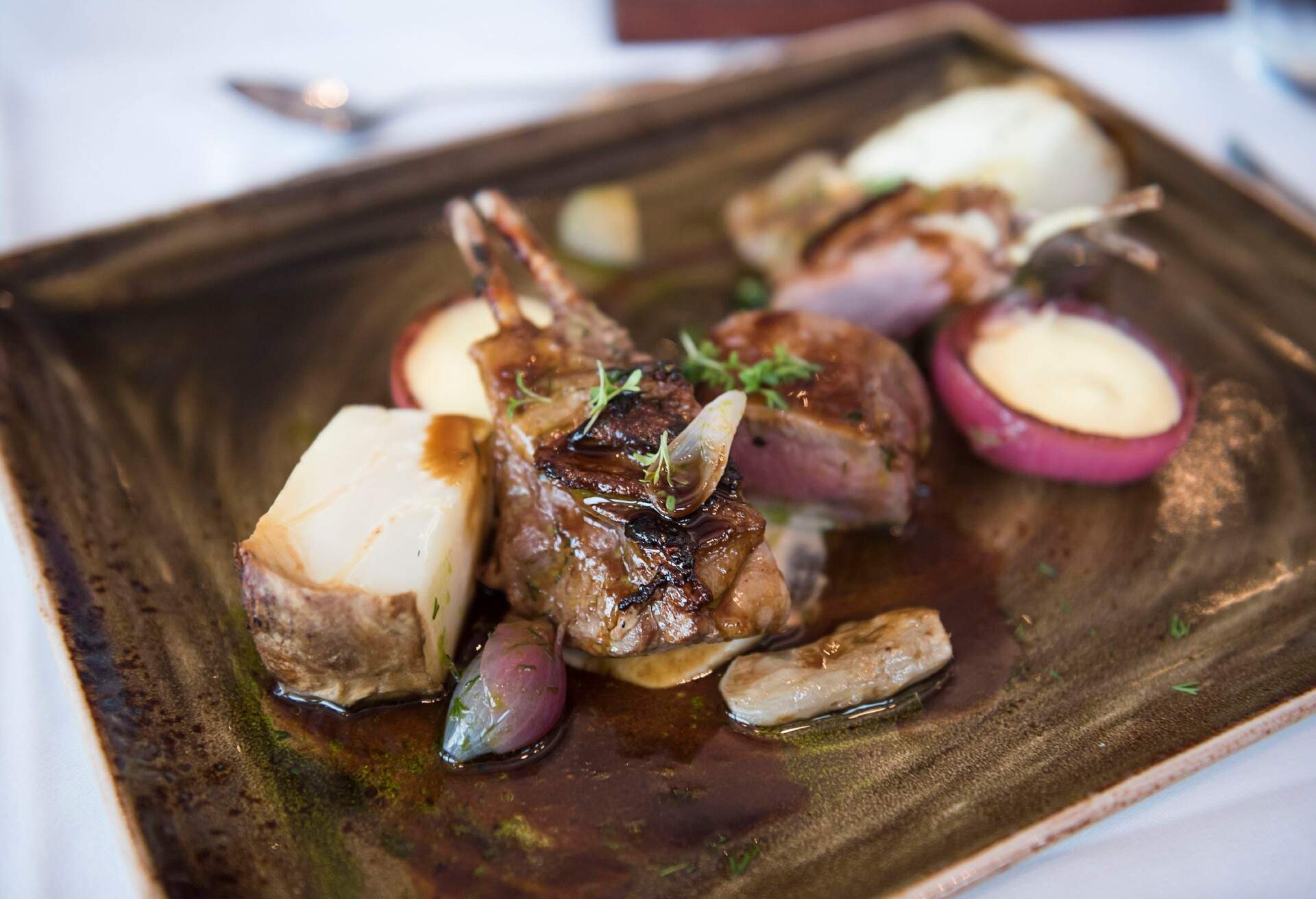 Icelandic Lamb, a typical food dish at a fine dining restaurant in Iceland, Europe