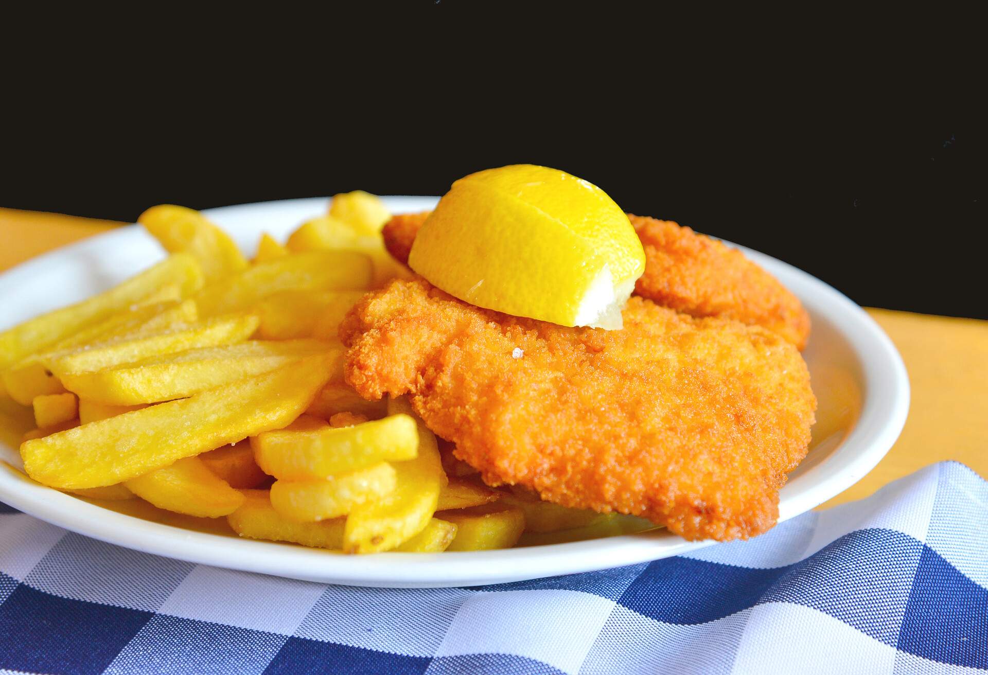 Quick meal on Zugspitze ,Chicken Schnitzel with fries