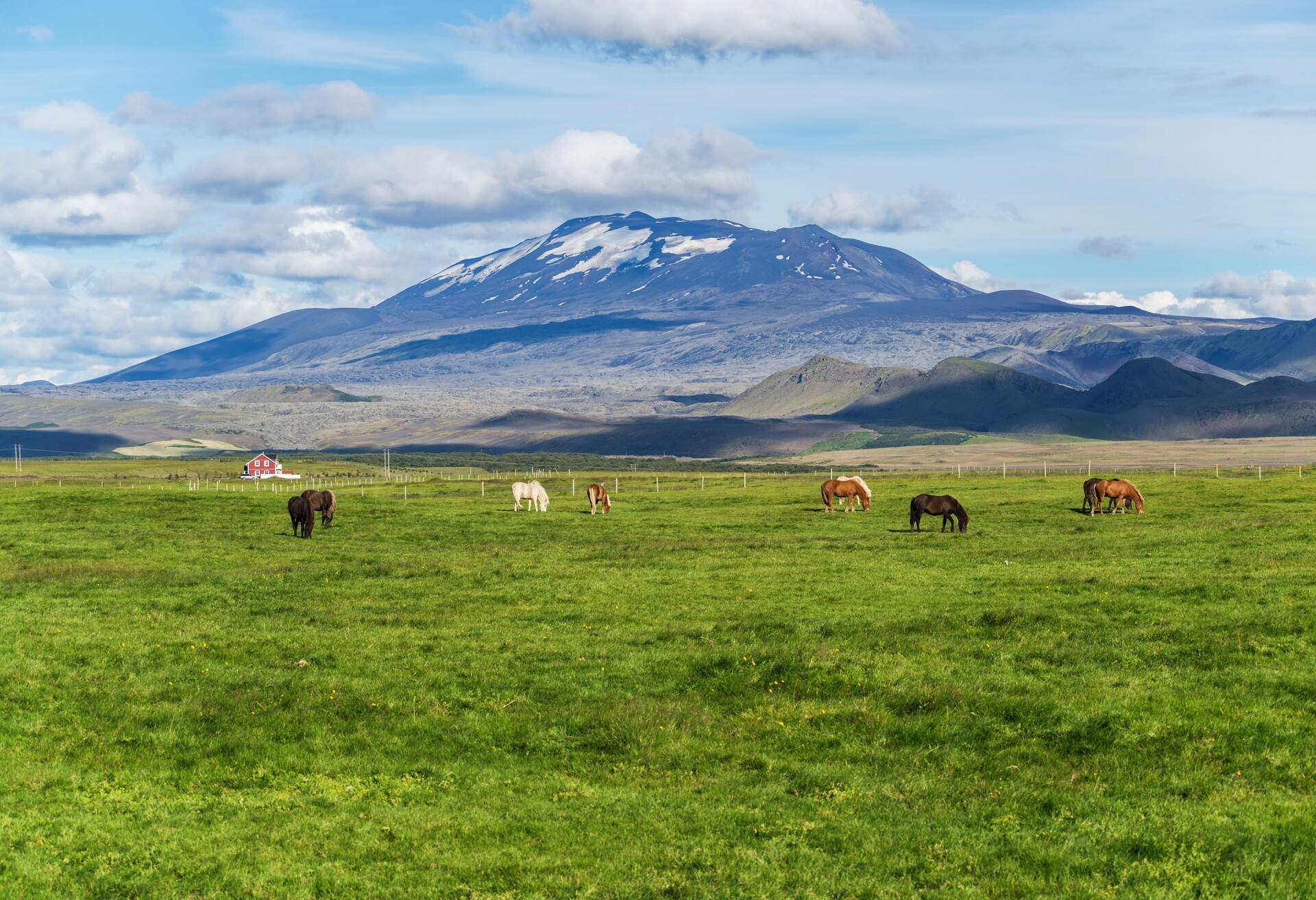 Hekla is a still active volcano, north of Hella; Shutterstock ID 164631716