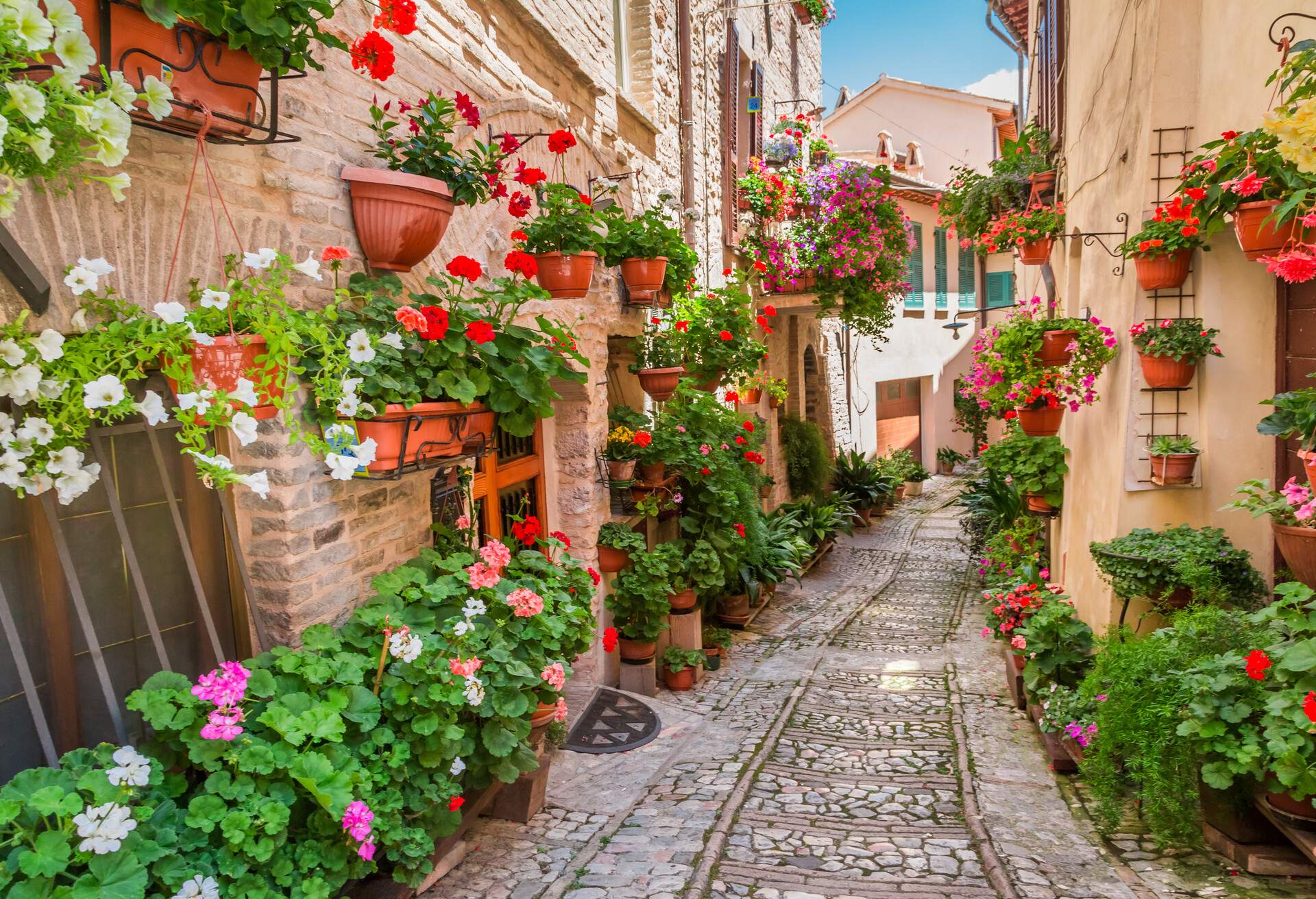 Small town in sunny day, Italy, Umbria; Shutterstock ID 406695817