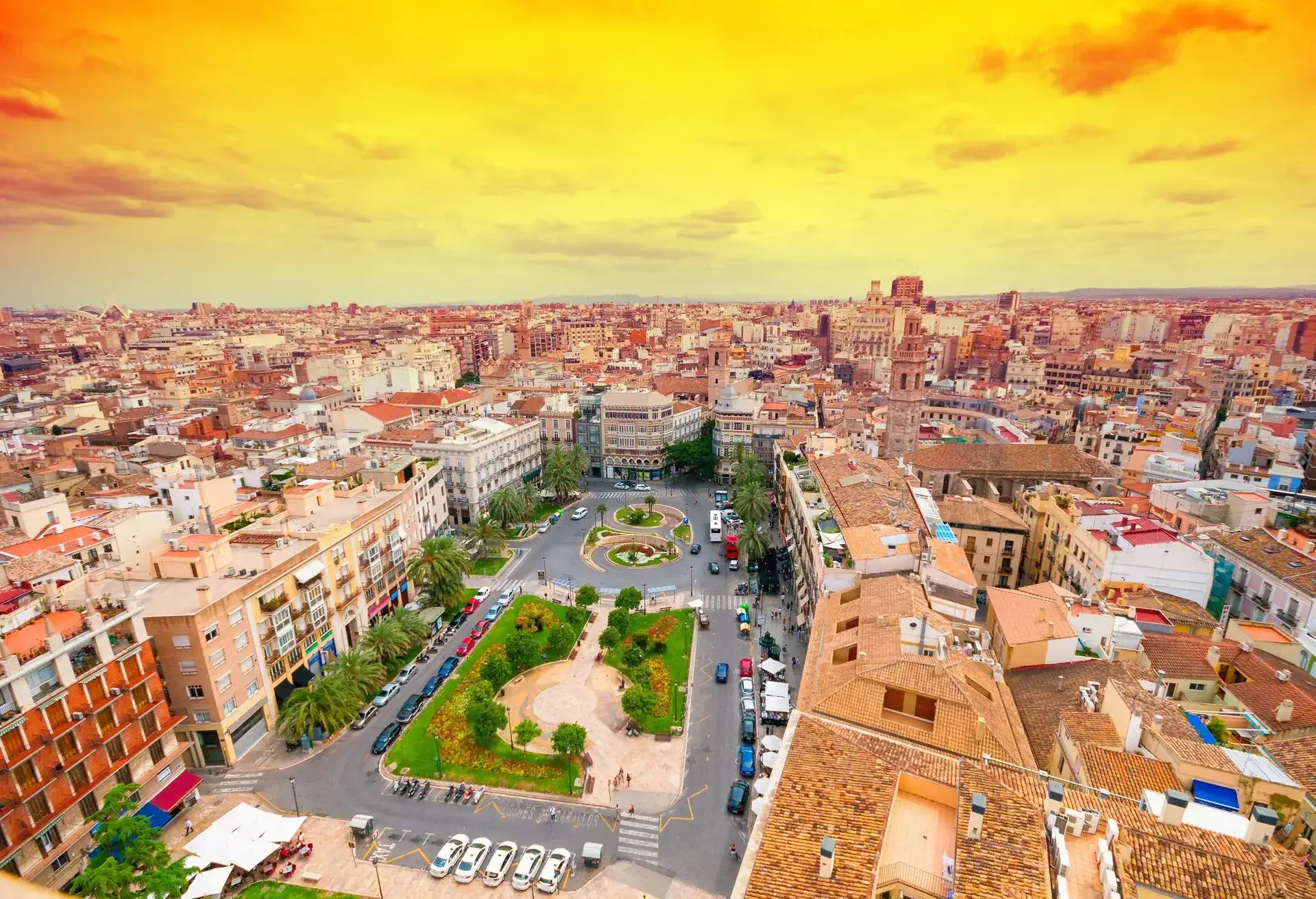 Above view of Plaza de la Reina. Valencia, Spain ; Shutterstock ID 295176599
