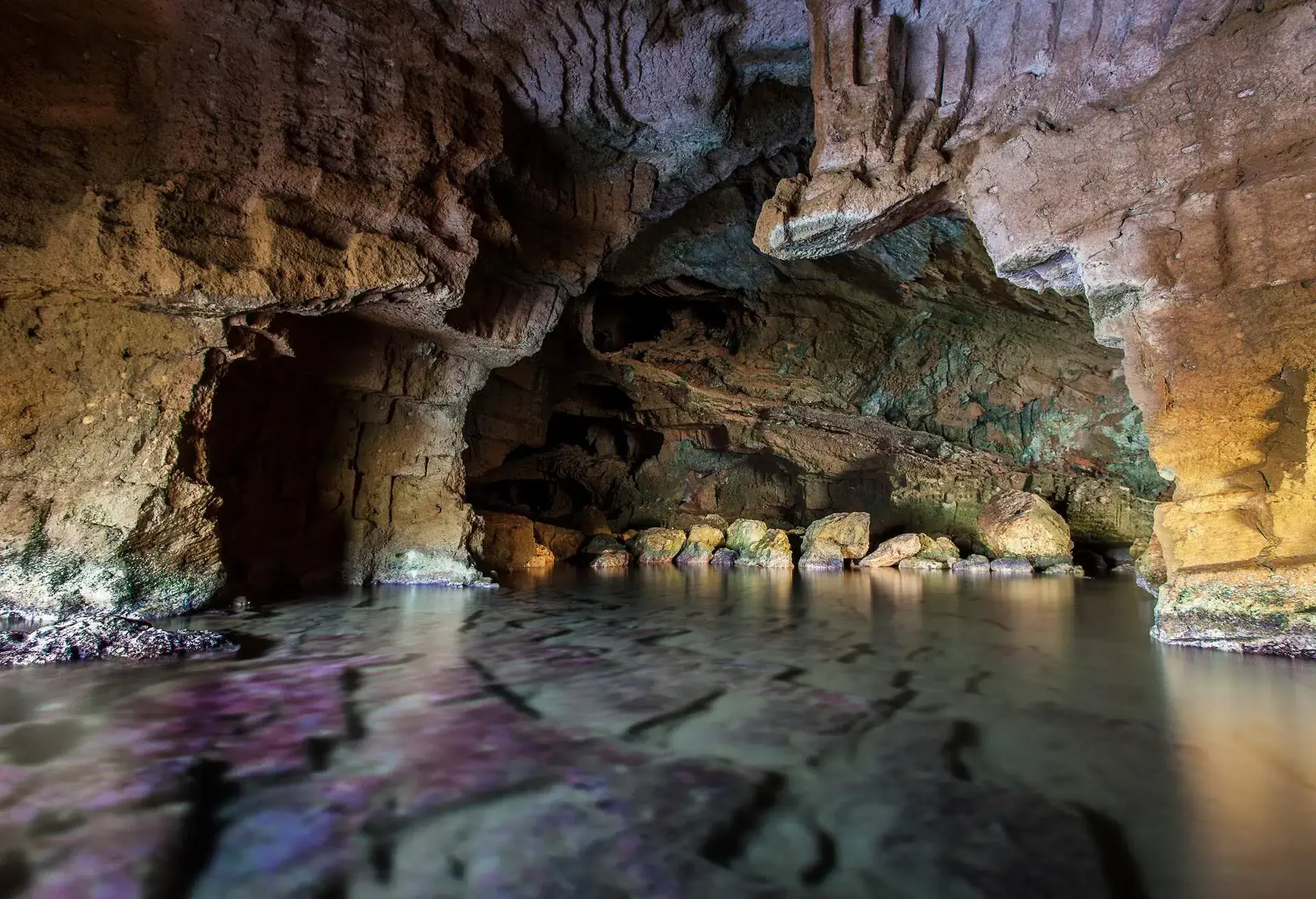 Natural cave on the coast of the Mediterranean sea.