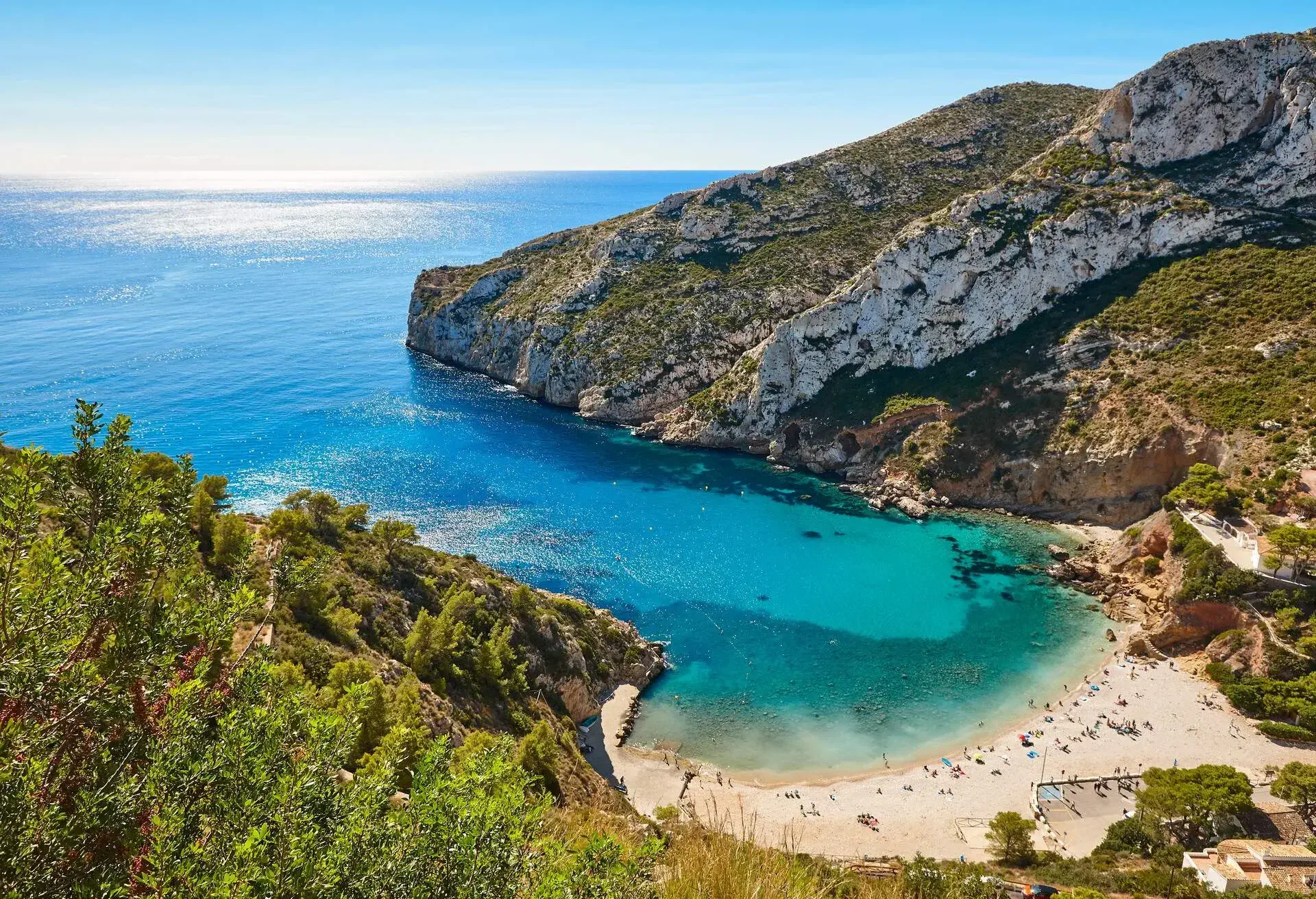 Spanish mediterranean sunny scenic coastline. La Granadella beach. Alicante, Valencia