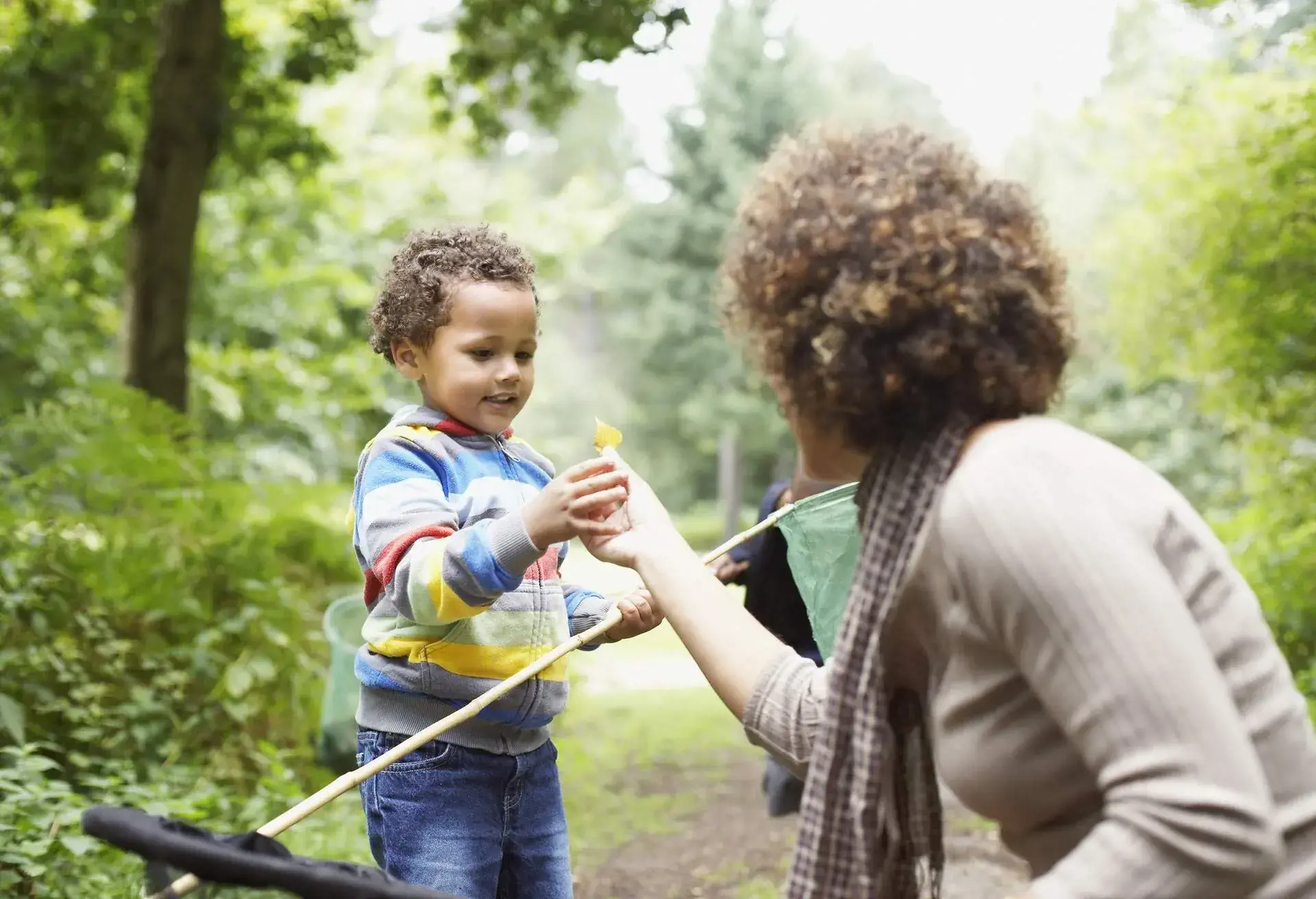 people_kid_boy_woman_hike_forest