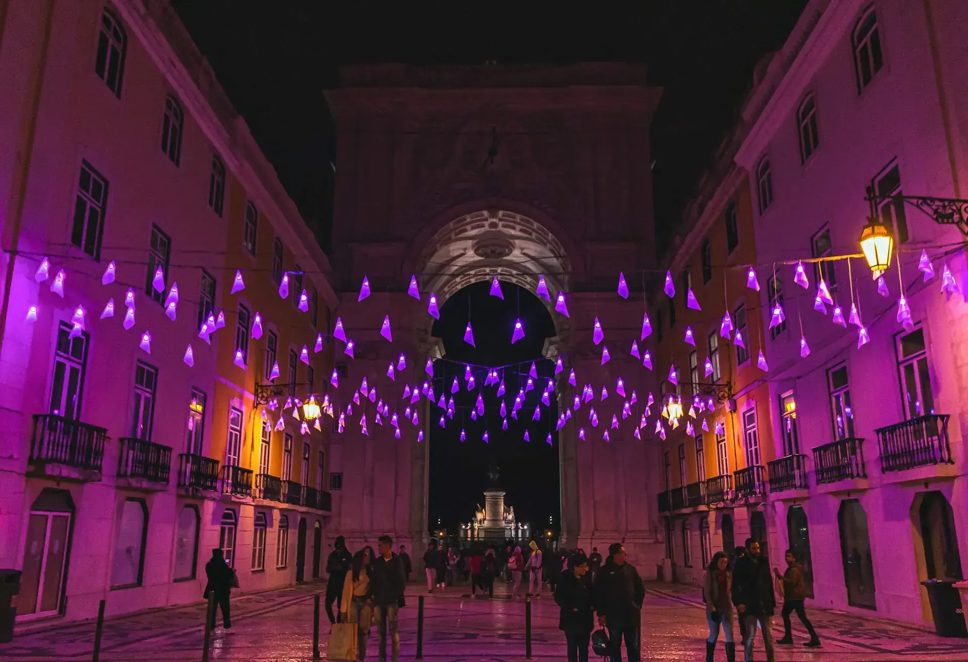 Christmas decorations in Lisbon, street lighting, Portugal