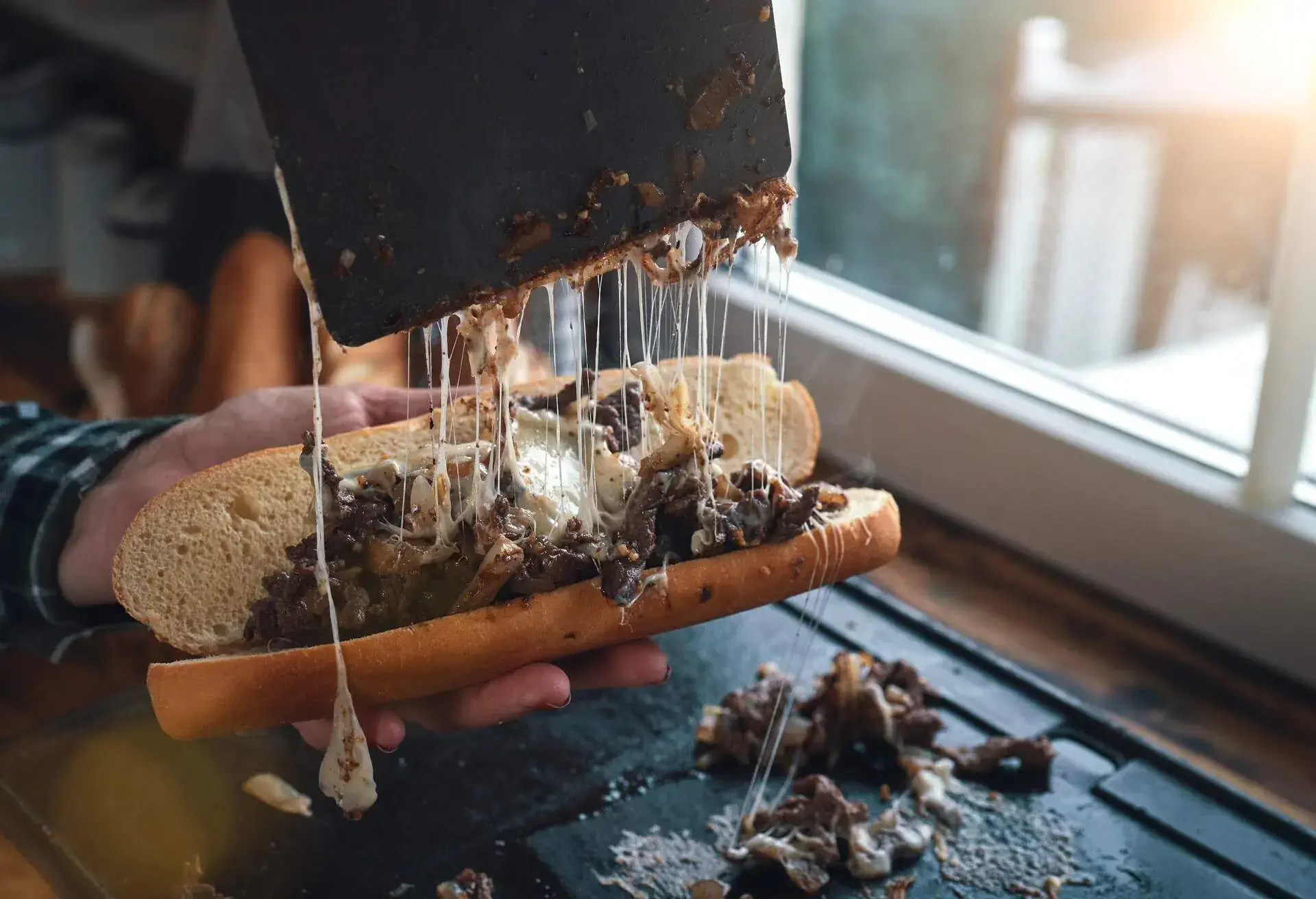 Preparing Chili Cheese Steak Sandwich Philly Style