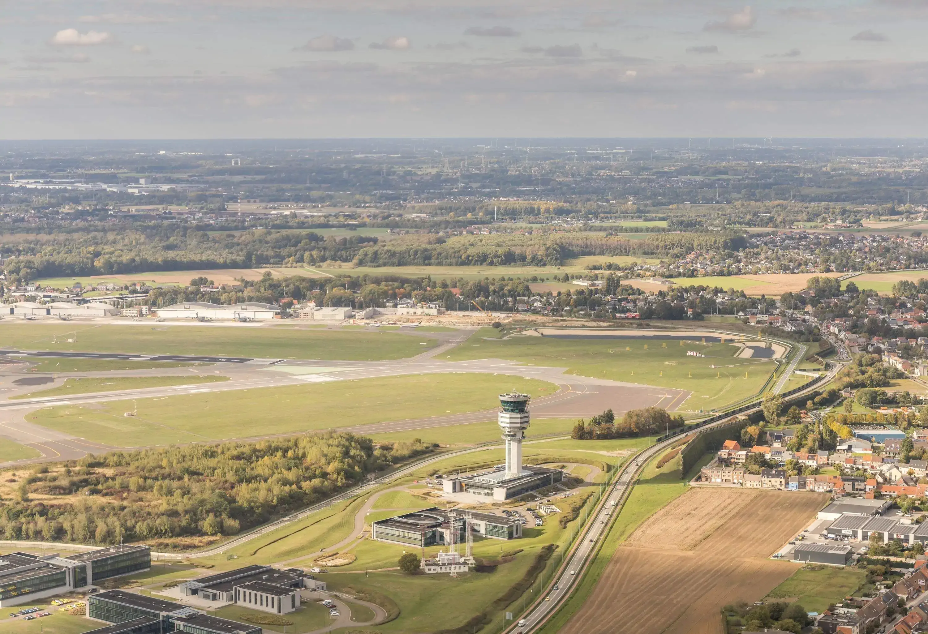 Aerial view of Brussels airport , Zaventem, Belgium